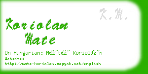 koriolan mate business card